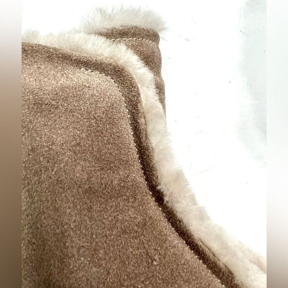 Joyks Suede Real Fur Lined Taupe Ankle Booties - Picture 9 of 12